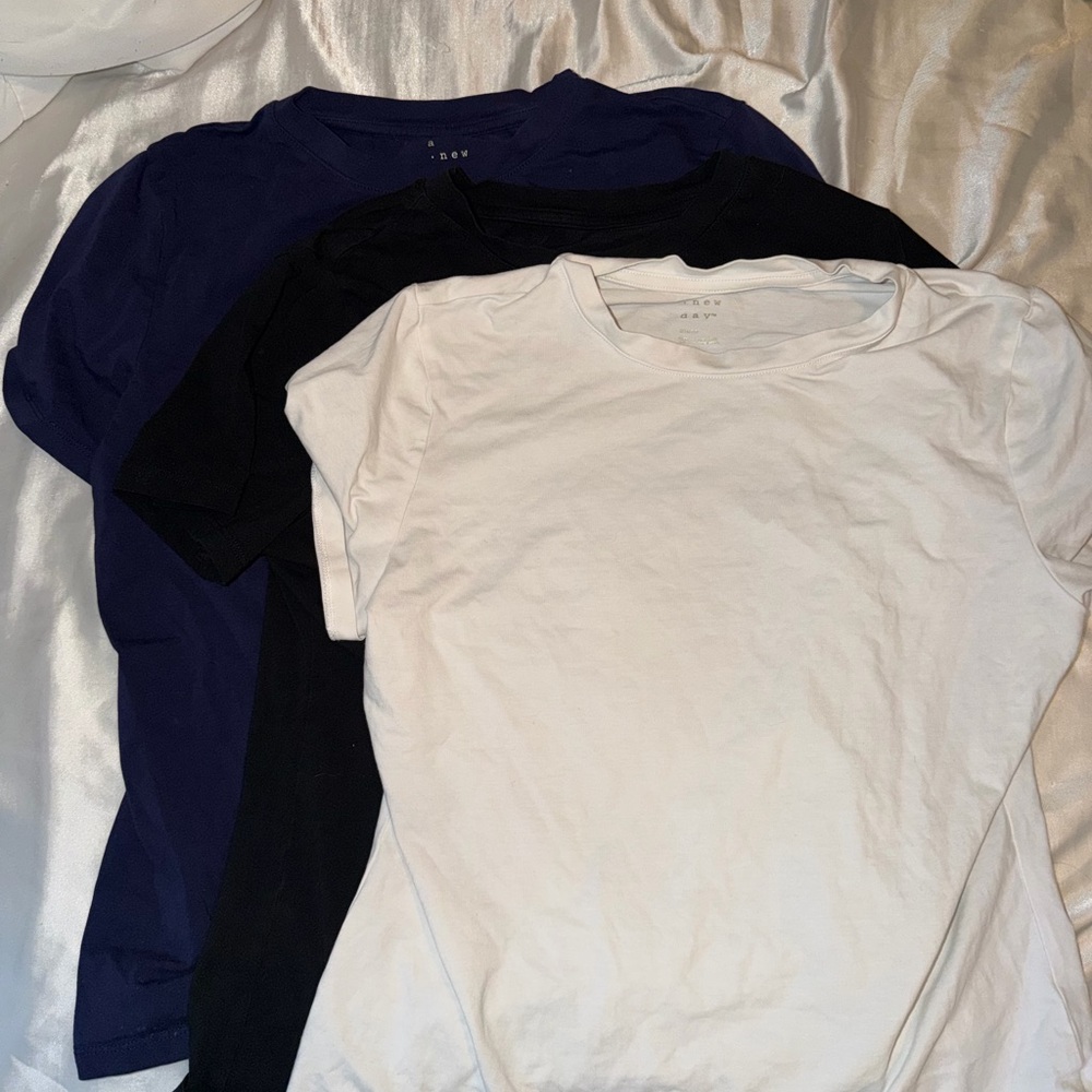 3-Pack Crew Neck Tees - White, Black & Navy